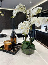 Load image into Gallery viewer, Flat Glass Bowl Faux Orchid