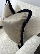 Load image into Gallery viewer, Bronze Cushion with Black Fringe