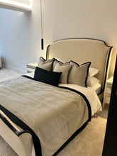 Load image into Gallery viewer, Taupe & Black Super King Bed Cushions Set