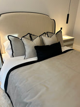 Load image into Gallery viewer, Taupe & Black Super King Bed Cushions Set