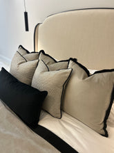 Load image into Gallery viewer, Taupe & Black Super King Bed Cushions Set